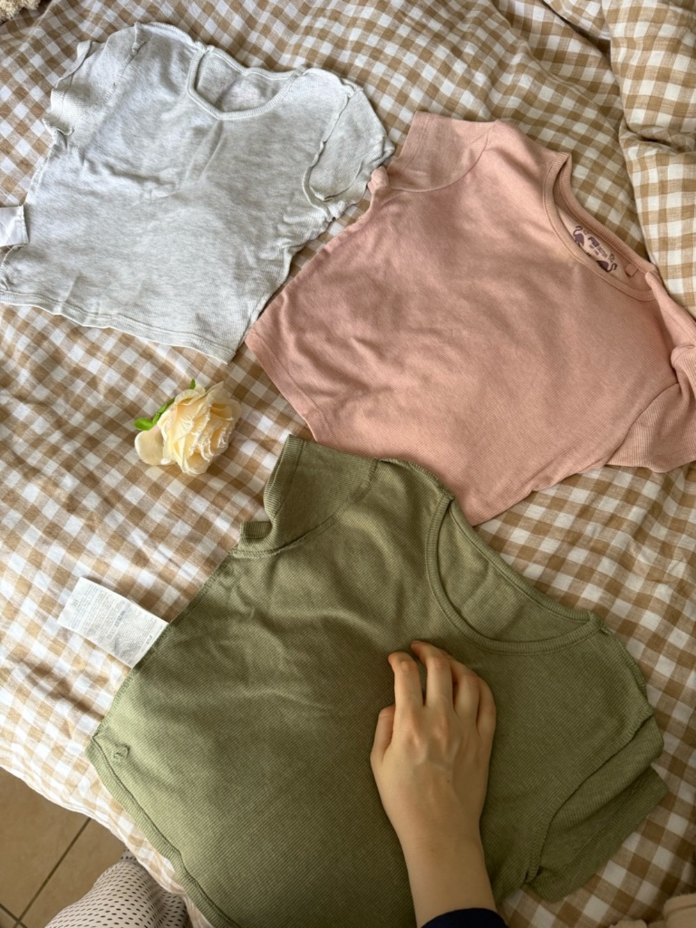 3-Pack Baby Ribbed Tee Set in Sage, Blush, and Oatmeal